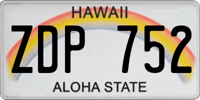 HI license plate ZDP752