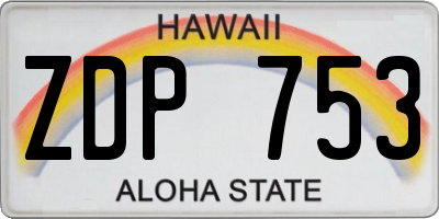 HI license plate ZDP753