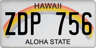 HI license plate ZDP756