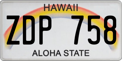 HI license plate ZDP758
