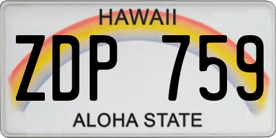HI license plate ZDP759