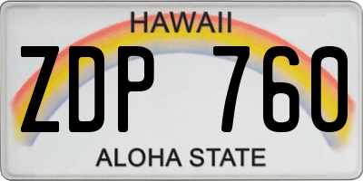 HI license plate ZDP760