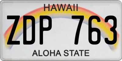 HI license plate ZDP763