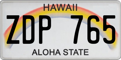 HI license plate ZDP765