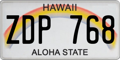 HI license plate ZDP768