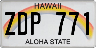 HI license plate ZDP771