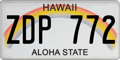 HI license plate ZDP772