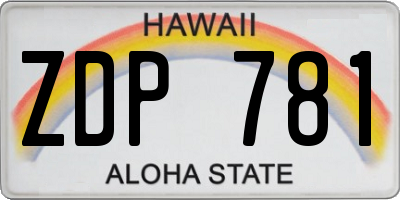 HI license plate ZDP781