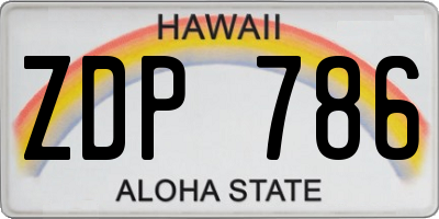 HI license plate ZDP786