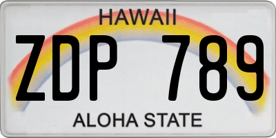HI license plate ZDP789