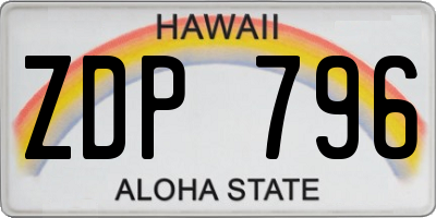 HI license plate ZDP796