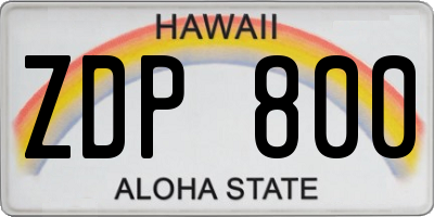HI license plate ZDP800