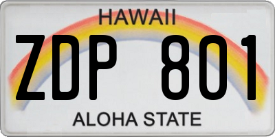 HI license plate ZDP801