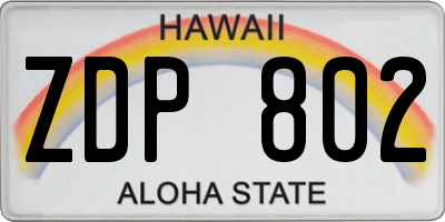 HI license plate ZDP802