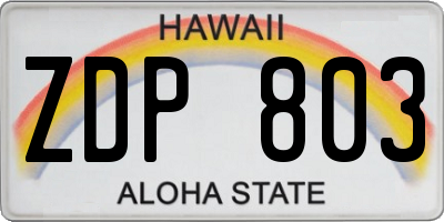 HI license plate ZDP803