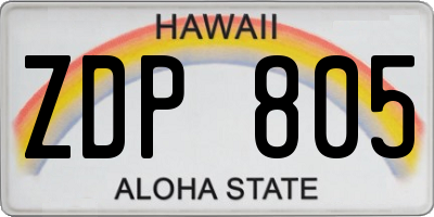 HI license plate ZDP805