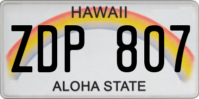 HI license plate ZDP807