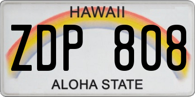 HI license plate ZDP808