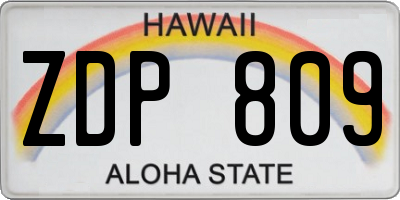 HI license plate ZDP809