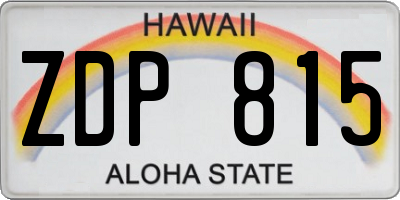 HI license plate ZDP815