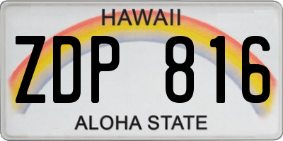 HI license plate ZDP816