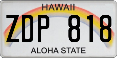 HI license plate ZDP818