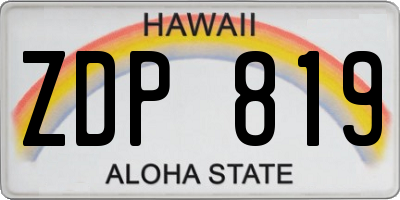 HI license plate ZDP819