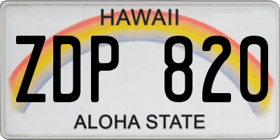 HI license plate ZDP820