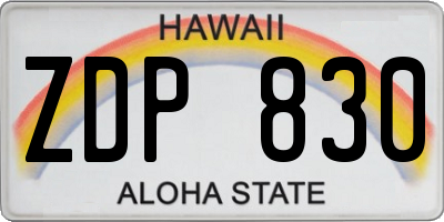 HI license plate ZDP830