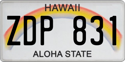 HI license plate ZDP831