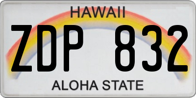 HI license plate ZDP832