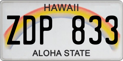 HI license plate ZDP833