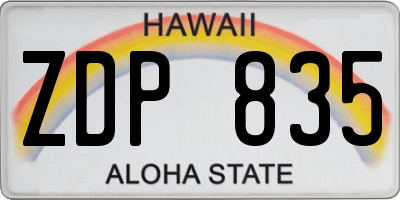 HI license plate ZDP835