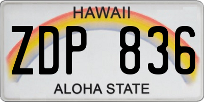 HI license plate ZDP836