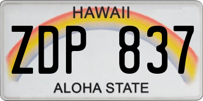 HI license plate ZDP837