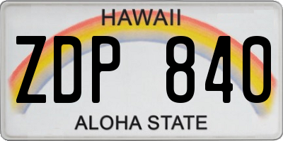 HI license plate ZDP840