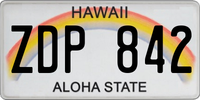 HI license plate ZDP842