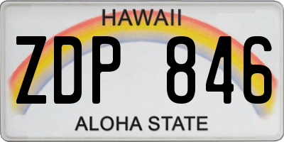 HI license plate ZDP846