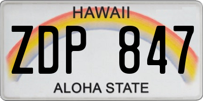 HI license plate ZDP847