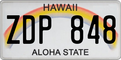 HI license plate ZDP848