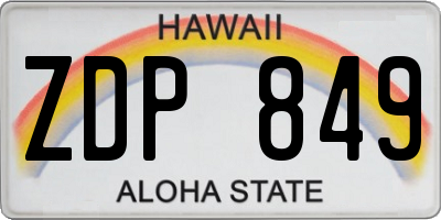 HI license plate ZDP849