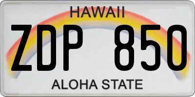 HI license plate ZDP850