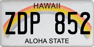 HI license plate ZDP852
