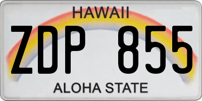 HI license plate ZDP855