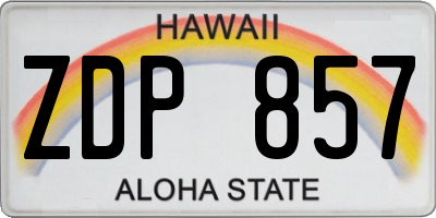HI license plate ZDP857