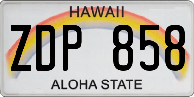 HI license plate ZDP858