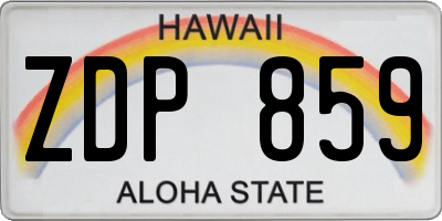 HI license plate ZDP859