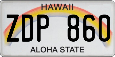 HI license plate ZDP860