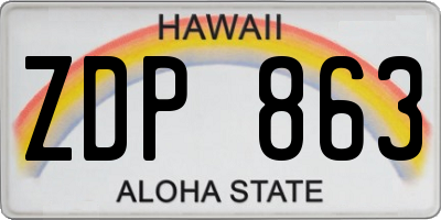 HI license plate ZDP863