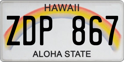 HI license plate ZDP867